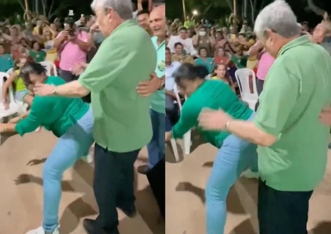 Ex-senador Garibaldi Alves se assusta ao levar 'sarrada' de eleitora; vídeo