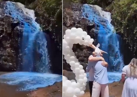 Familiar que tingiu cachoeira em Chá Revelação é multado em R$ 10 mil