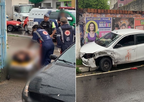 Criminosos são baleados durante assalto com troca de tiros e batem carro durante fuga em Manaus