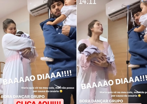 Virgínia Fonseca mostra encontro das filhas Alice e Maria Flor em vídeo dançando horas após parto