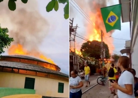 Centro folclórico é destruído por incêndio causado por fogos de artifício no Pará