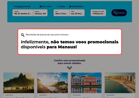 Manaus está fora da Black Friday das companhias aéreas