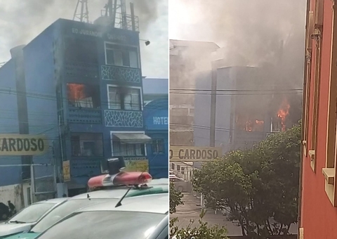 Apartamento é tomado por fogo em prédio no Centro de Manaus; vídeos