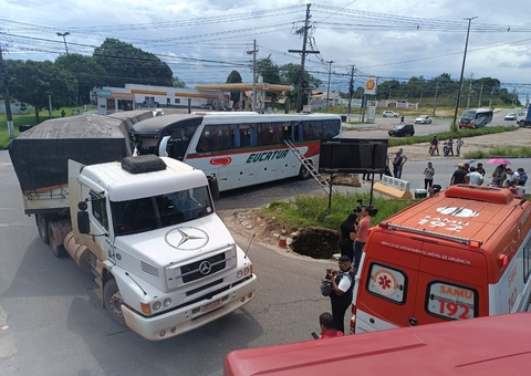 Local de grave acidente entre caminhão e ônibus de turismo na BR-174 é fiscalizado 