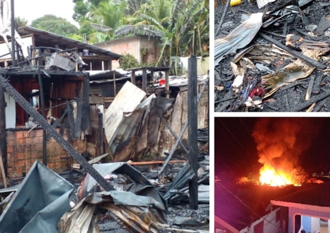 Famílias ficam desabrigadas após incêndio destruir 3 casas no Amazonas