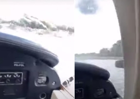 Vídeo mostra pouso forçado de avião em rio; veja