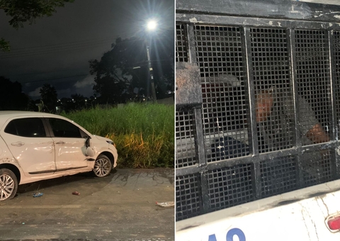 Dupla armada rouba carro para fazer assaltos e acaba presa após capotar veículo em Manaus 