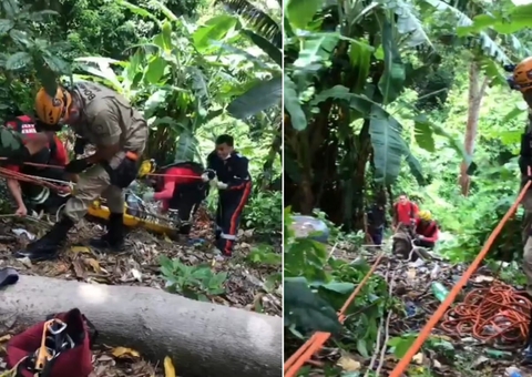 Homem é resgatado após despencar de barranco de 15 metros em Manaus