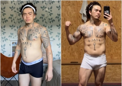 Whindersson Nunes mostra barriga trincada após perda de peso para luta de box