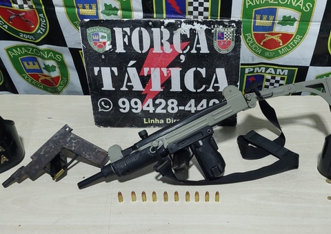 Polícia apreende submetralhadora após guerra de facções em Manaus
