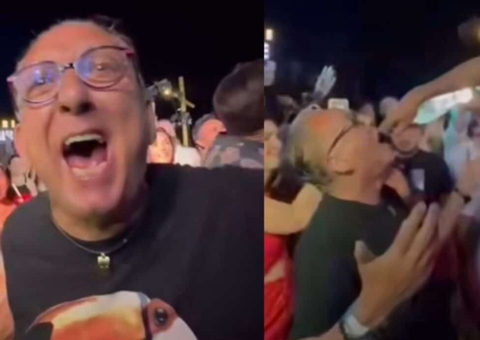 Aos 73, Galvão Bueno vira bebida em balada em Jeri e vídeo viraliza