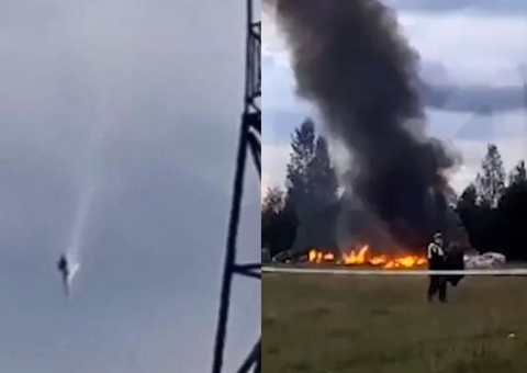 Vídeos mostram queda de avião onde líder do Grupo Wagner e mais 9 morreram