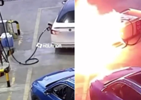 Motorista sai de posto com bomba presa ao carro e causa explosão; vídeo 