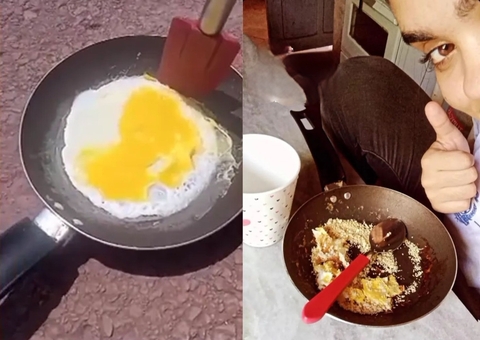 Com calor intenso, estudante frita ovo no asfalto e vídeo viraliza