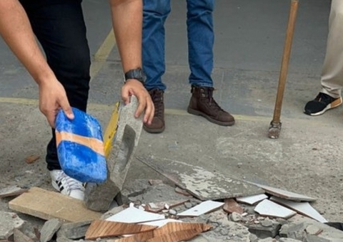 Escondida em peça de concreto, cocaína é apreendida pela PF no Amazonas