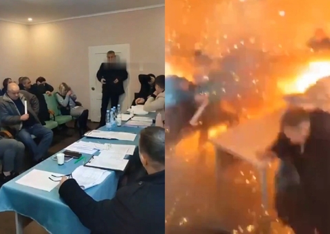 Vídeo: Deputado explode granadas em reunião de prefeitura; um morreu e 26 ficaram feridos