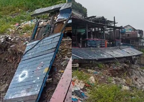 Barranco desmorona e ameaça desabar casa em Manaus; vídeo