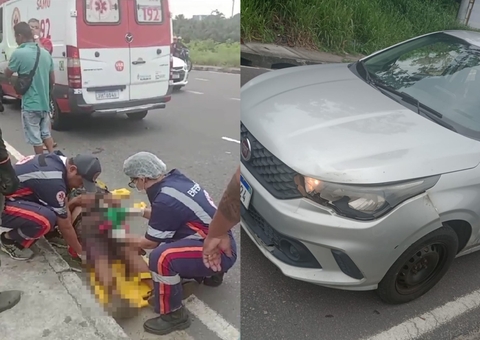 Motociclista sofre acidente ao fazer retorno na avenida das Flores em Manaus