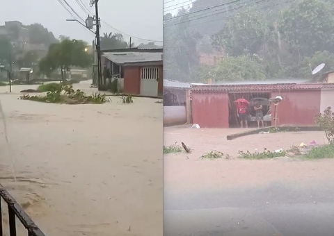 Temporal faz rua virar rio em Manaus; vídeo