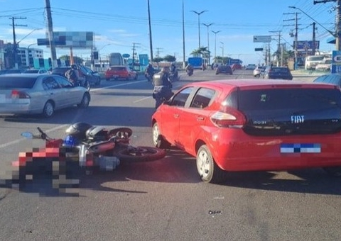 Motociclista fica ferido em acidente na Torquato Tapajós
