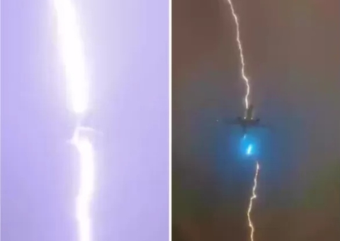 Raio atinge avião durante decolagem; vídeo impressionante