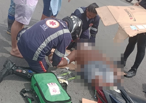 Motociclista é arremessado em acidente na Avenida das Flores; vídeo