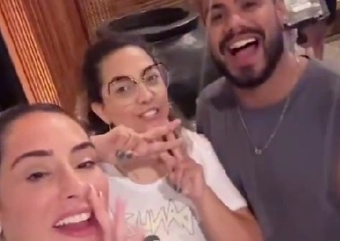 Camila, ex de Buda, se reúne com Deniziane e Marcus Vinicius em SP