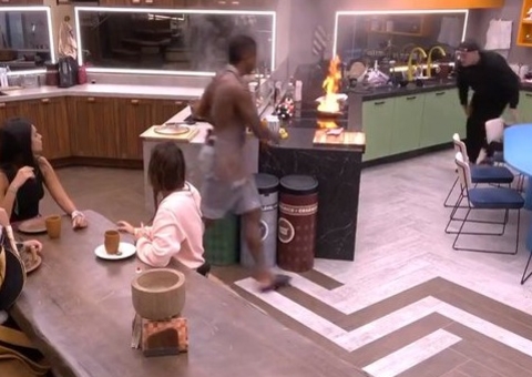 Brothers se assustam com fogo na cozinha do BBB24 