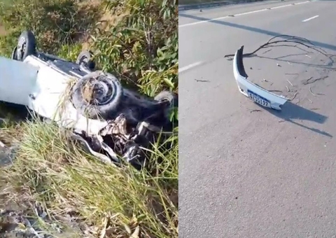 Motorista morre após carro capotar em grave acidente na Avenida das Flores