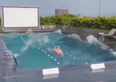 Turista passa por momentos de terror ao ficar ‘preso’ em piscina durante terremoto em Taiwan; vídeo