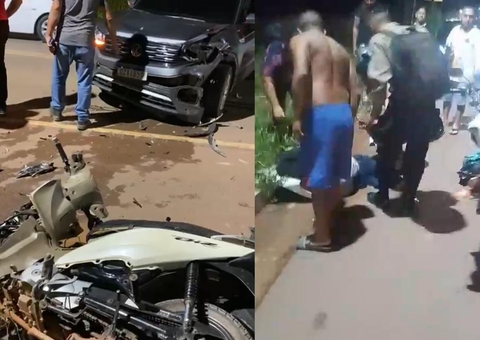 Colisão entre carro e moto deixa duas pessoas feridas em Iranduba
