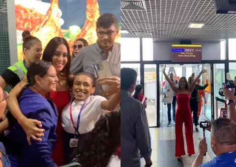 Isabelle chega em aeroporto de Manaus e é recebida por fãs ao som de toadas