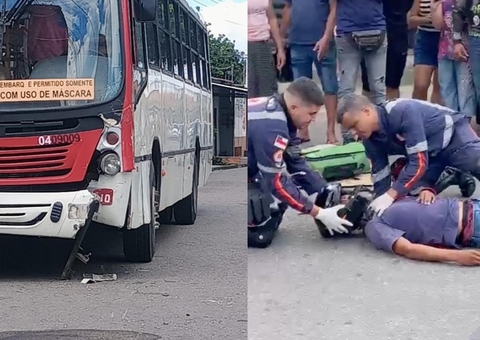 Motociclista fica ferido ao bater violentamente contra ônibus no Jorge Teixeira