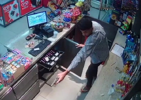 Vídeo: assaltantes 'fazem a limpa' em loja de conveniência no Tarumã