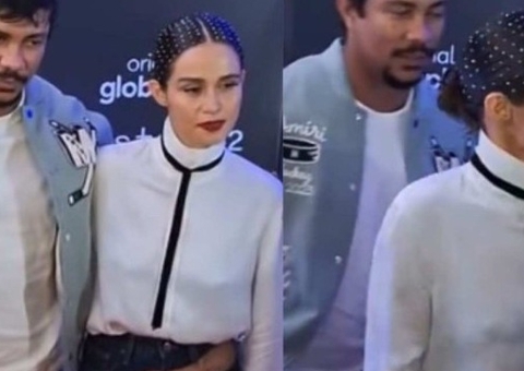 Mão boba? Xamã posa com Nanda Costa e detalhe no look da atriz chama atenção