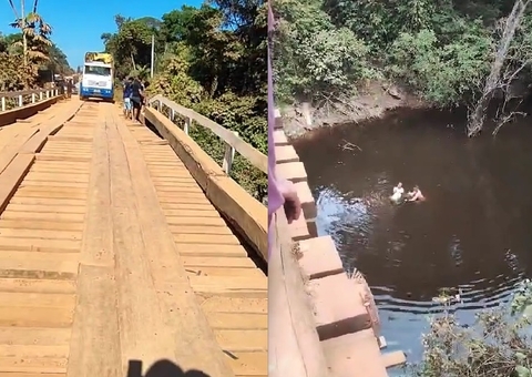 Vídeo: Picape despenca de ponte e cai em igarapé durante acidente na BR-319