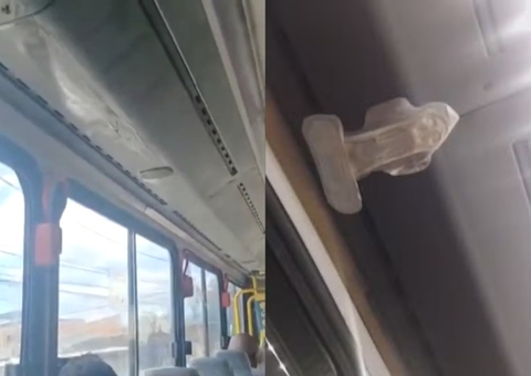 Passageiras colam absorventes no teto de ônibus para evitar goteiras; vídeo