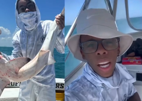 Influencer Boca de 09 caça tubarão-martelo nos EUA e é detonado; animal está em extinção