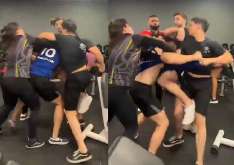 Homens trocam socos durante confusão dentro de academia; vídeo