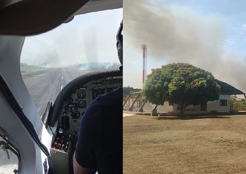 Vídeos: Incêndio atinge área de mata próximo ao aeroporto de Manicoré