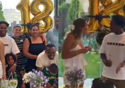 Aniversário de Endrick é marcado por climão da namorada com família; vídeo