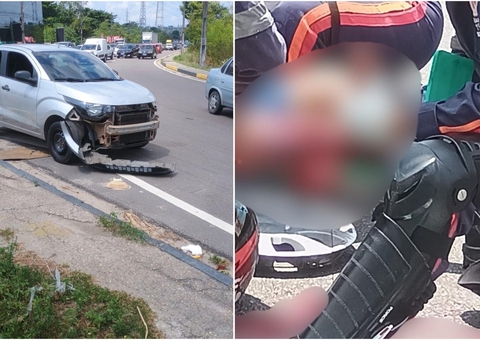 Motociclista tem perna dilacerada em acidente na Avenida das Torres