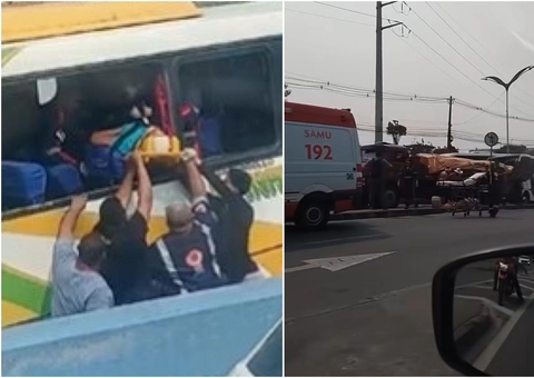 Quatro pessoas ficam feridas em acidente entre rota e caminhão em Manaus; vídeo