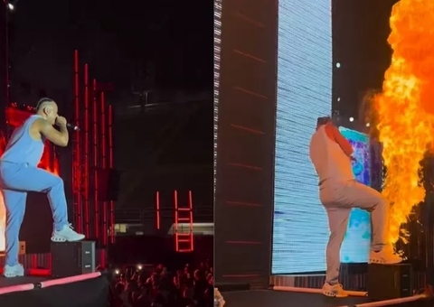 Rapper Major RD é atingido por fogo durante show; vídeo