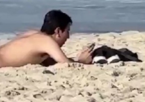 Vídeo: Homem é visto pegando sol peladão na Praia de Ipanema