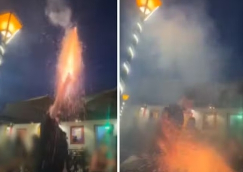 Fogo de artifício explode em cima de jovem e atinge cinco pessoas