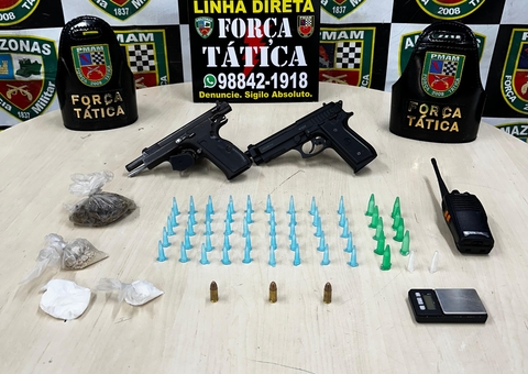 Criminosos abandonam armas e drogas ao avistarem Força Tática em Manaus
