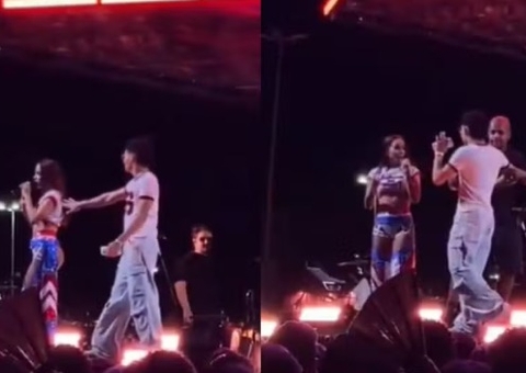 Anitta dá bronca em fã que invadiu palco durante show: 'nem foi convidado'