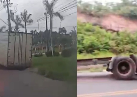 Baú de carreta se desprende no Distrito Industrial e causa congestionamento