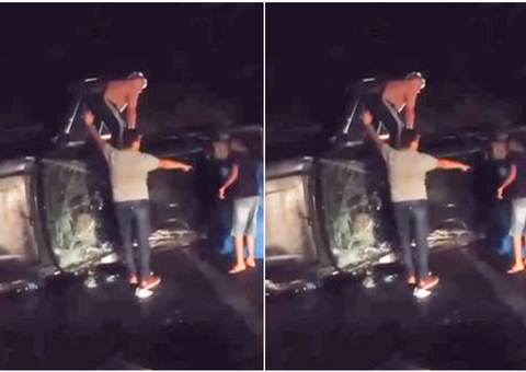 Motorista capota picape durante acidente na BR-174